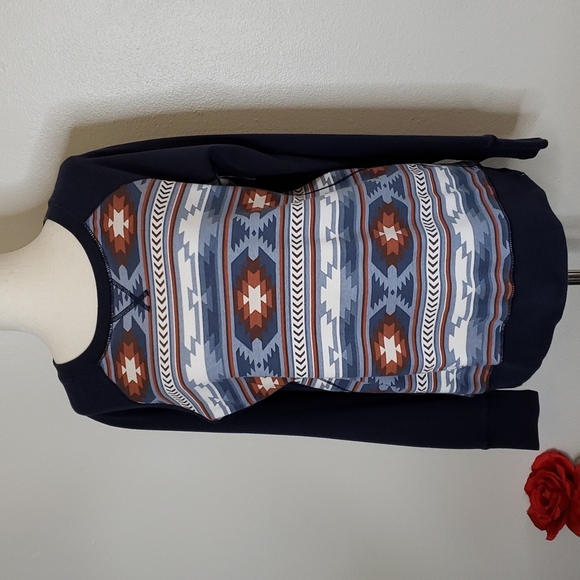 NEW Eddie Bauer Southwest Aztec Mountain Desert Top  Athletic Athleisure Fall - Picture 1 of 12